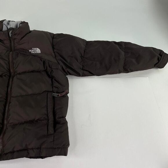 The North Face Puffer Jacket Girls Siz M 8-10 Brown Down Full Zip Winter Jacket - Picture 5 of 11